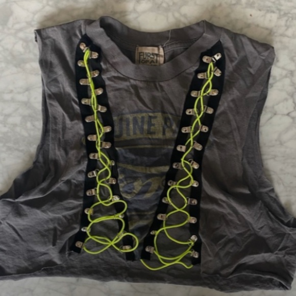 vintage tank top from LF brand : Furst of a Kind. Neon green ties. size Small - Picture 1 of 3